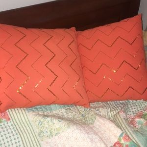 Coral chevron Pillows (2)